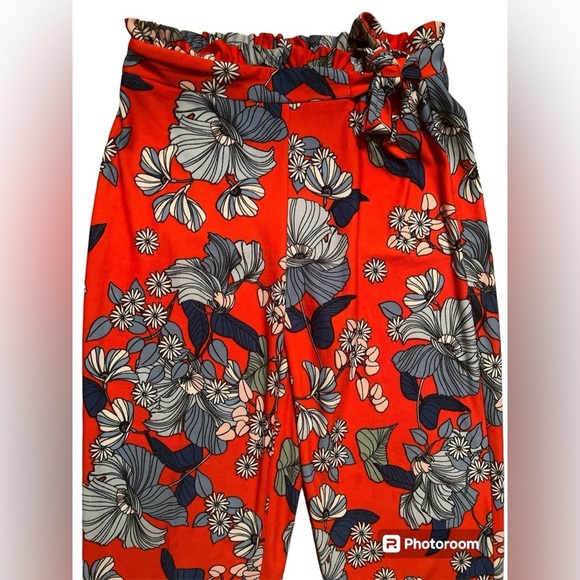 2 for $25 Orange Ladies Japanese floral design pants size small - Picture 2 of 5